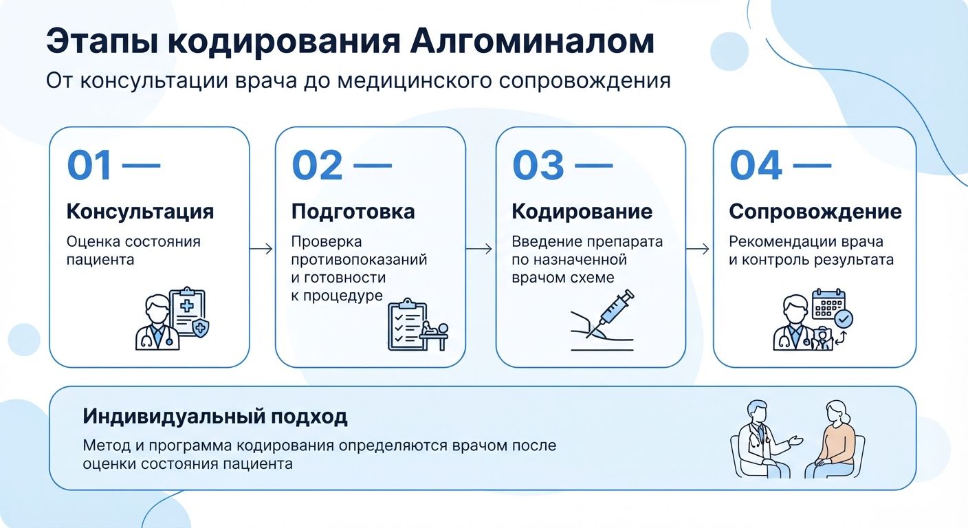 Кодирование препаратом «Алгоминал» в Миньяре инфографика